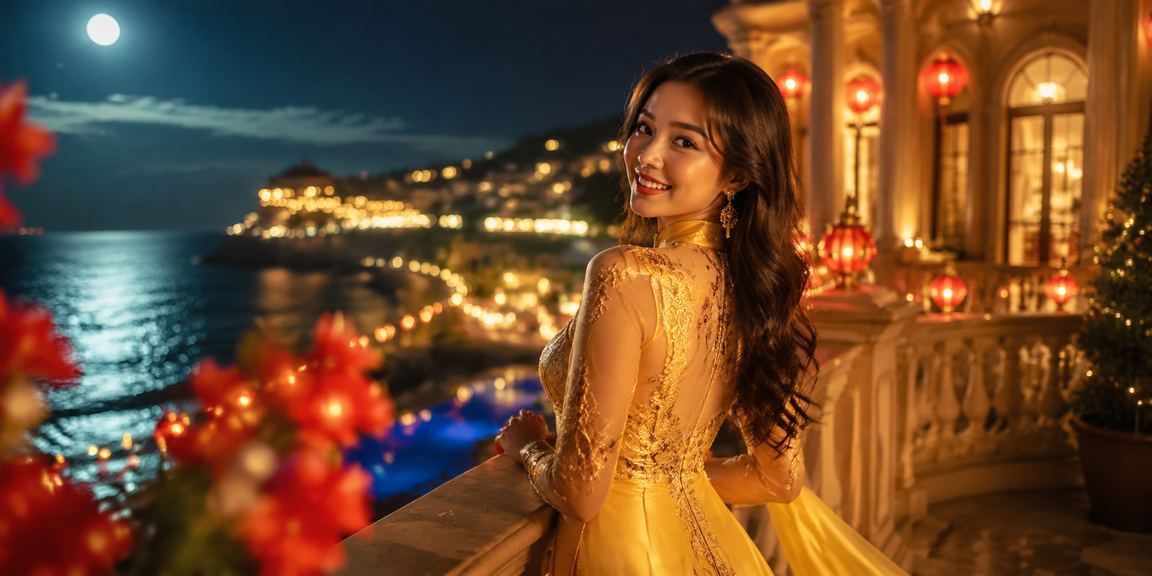 Người dùng tại Đà Lạt trong tà áo dài truyền thống khám phá danh mục live casino và ưu đãi trực tuyến