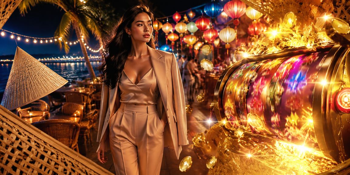 Du khách tại Phú Quốc thử chơi game slots trên di động trong kỳ nghỉ dưỡng buổi tối